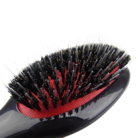 🌿 Brosse à Cheveux Professionnelle – Poils de Sanglier & Picots en Nylon, Massage et Brillance Naturelle