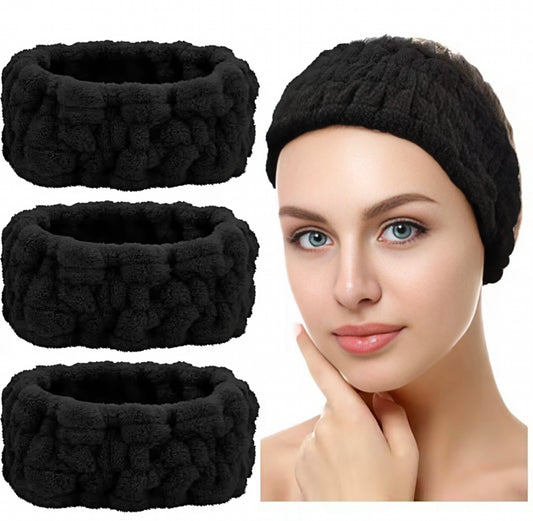 Bandeau turban en velours noir, large et confortable, idéal pour maintenir les cheveux au quotidien