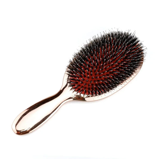 🌿 Brosse à Cheveux en Bois et Bambou – Poils de Sanglier Naturels, Démêlage Doux & Brillance Intense