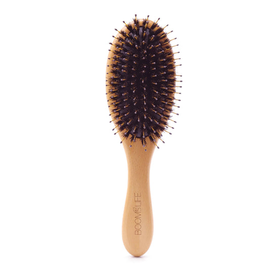 🌿 Brosse à Cheveux en Bois & Bambou – Poils de Sanglier Naturels, Massage et Brillance