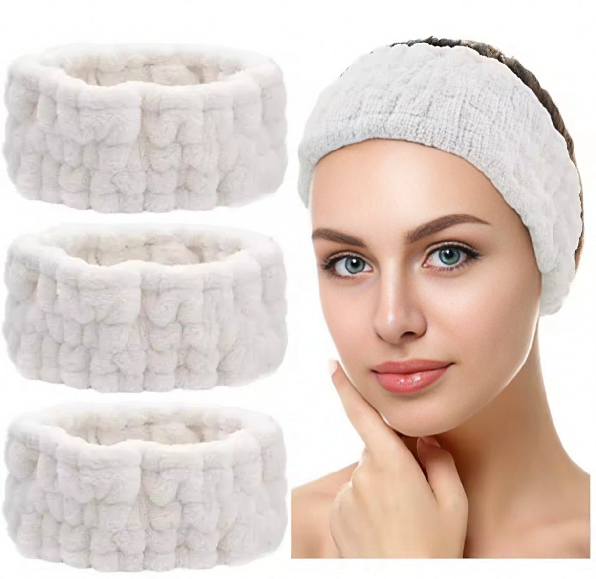 Bandeau turban en velours blanc, texture douce, accessoire cheveux large pour look élégant