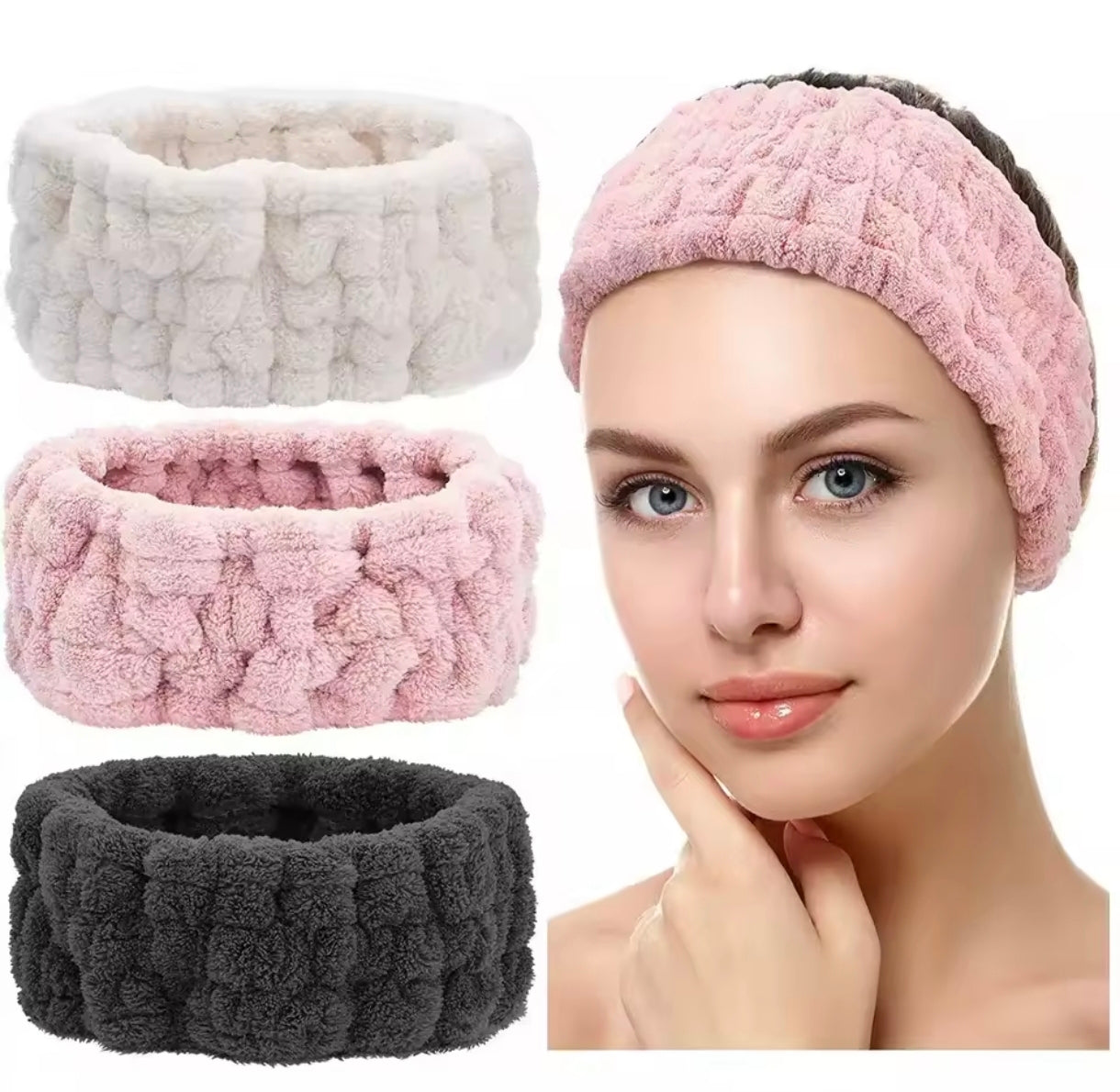 Bandeau turban en velours noir, blanc, rose, large et confortable, idéal pour maintenir les cheveux au quotidien