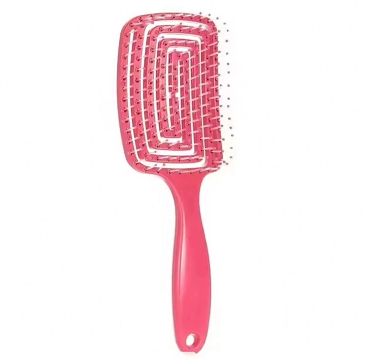 Brosse anti-frisottis utilisée sur cheveux bouclés, démêlage rapide, effet lisse et brillant